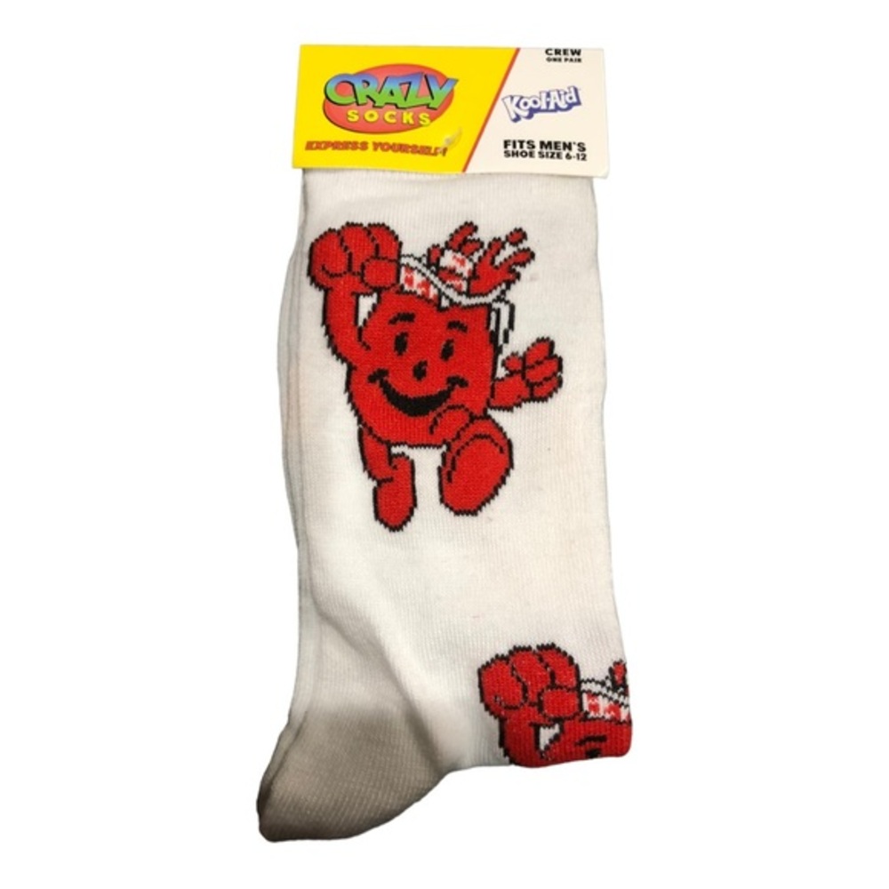 Buy 1 get 1 free! kool-aid White & red crazy‎ fun gag gift crew socks. new